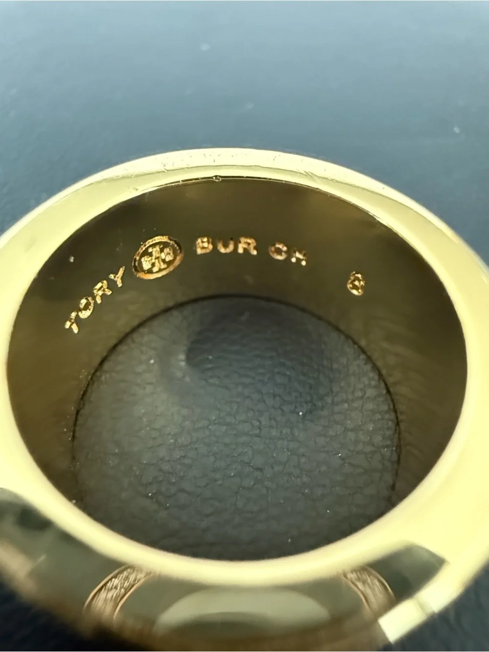 Tory Burch | Pink Enamel Logo Wide Band Ring | Sz 8
